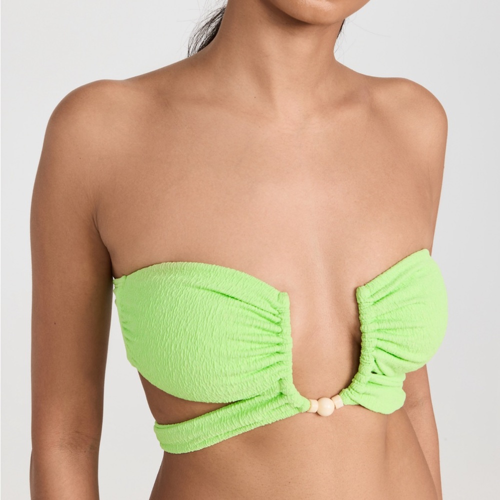 Vix solid zene bandeau top lime green removable straps